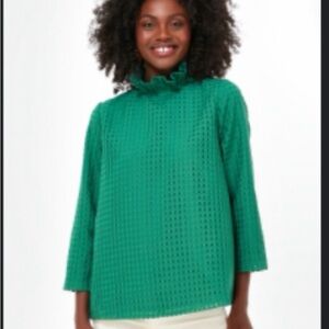 Tuckernuck Emerald Ruffle Neck Blouse